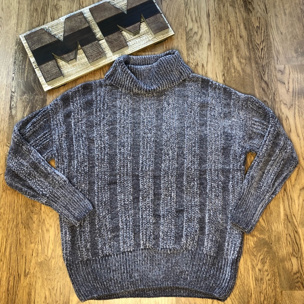 ASH GREY Chenille Cowl Neck Oversized Sweater - Picture 2 of 5